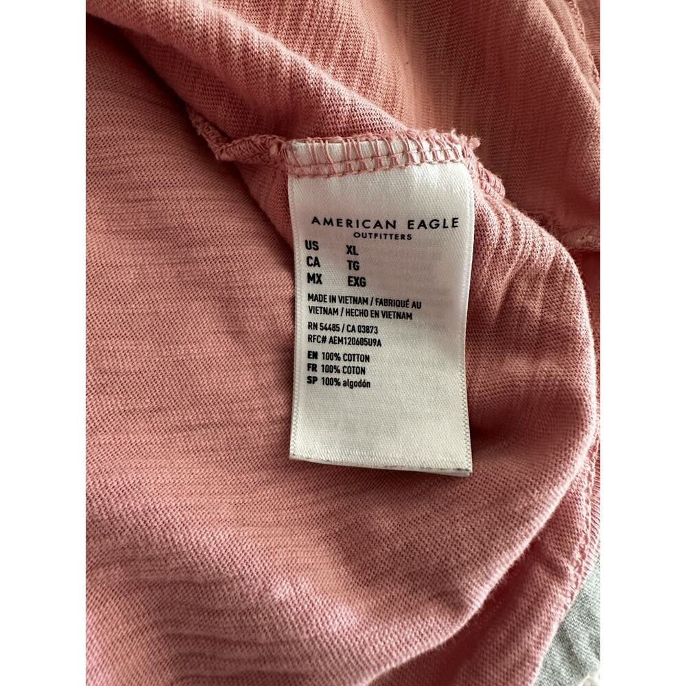 American Eagle Standard Fit Men's Short Sleeve Slub Cotton Pink T-shirt Size XL - Picture 6 of 6
